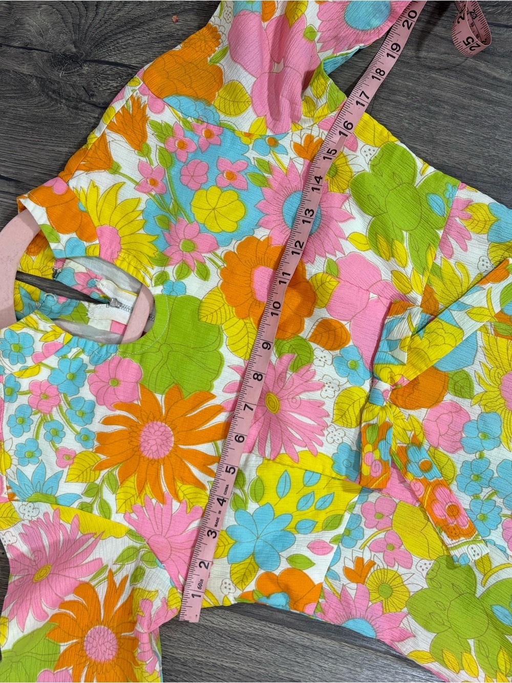 Vintage Floral Maxi Dress in Pink, Green & Orange - Picture 6 of 8